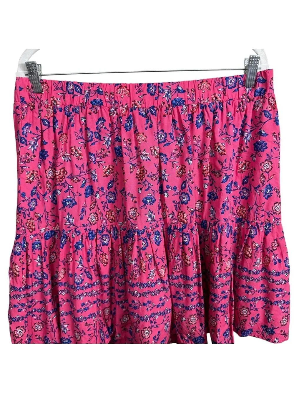 Lane‎ Bryant Pink Floral Drop Waist Skirt Size 14/16 Boho Rayon